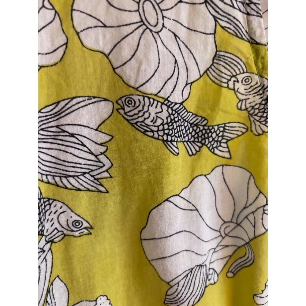 Gretchen Scott Beach Cover Up Large Chartreuse Fish Floral Cotton Tunic Dress - Picture 7 of 13